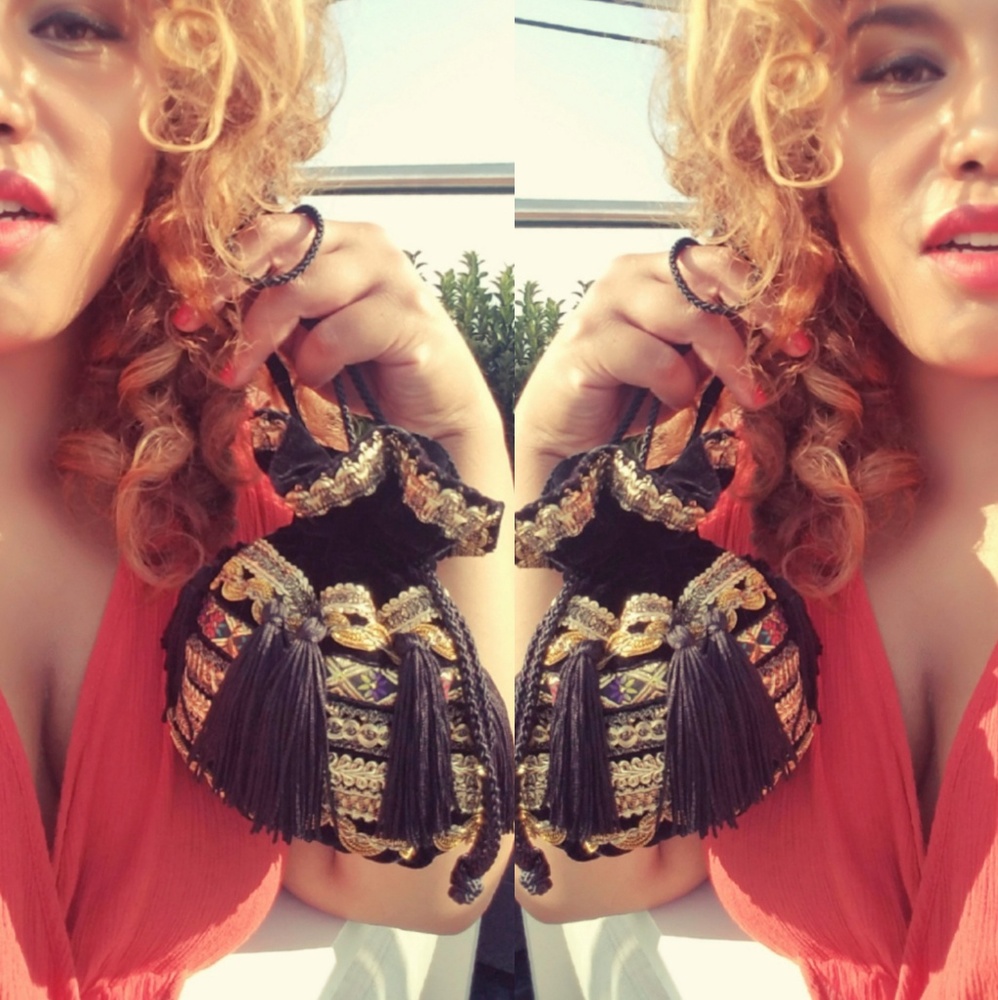 Black Vintage Moroccan Style Tassel Purse